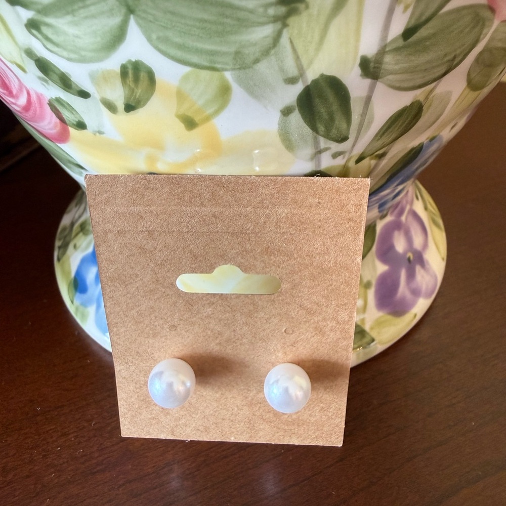 Elegant White Pearl Stud Earrings